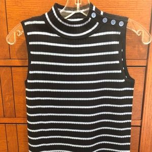 NWOT Talbots striped sleeveless mock neck top size P